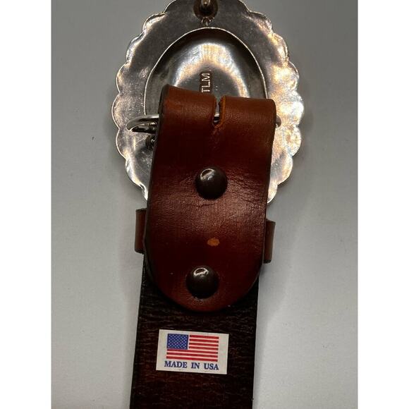 Brown Leather Belt with Silver Buckle - Picture 7 of 13